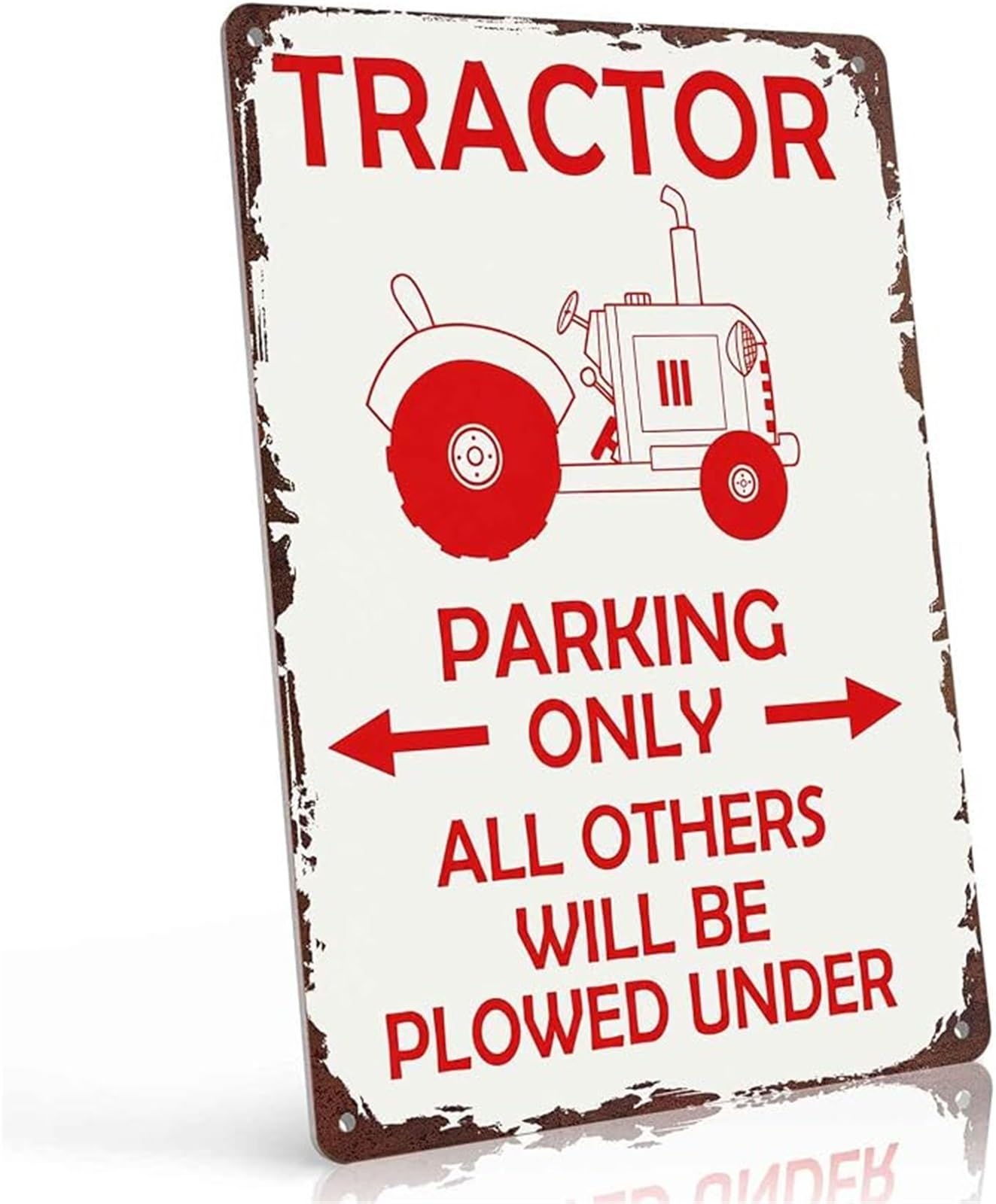 PKNVKZIDK Farm Themed Tractor Parking Only Metal Sign Wall Hanging For Garage Farmhouse Workshop Man Cave Shed Bar Restaurant Outdoor 8 X 12 in