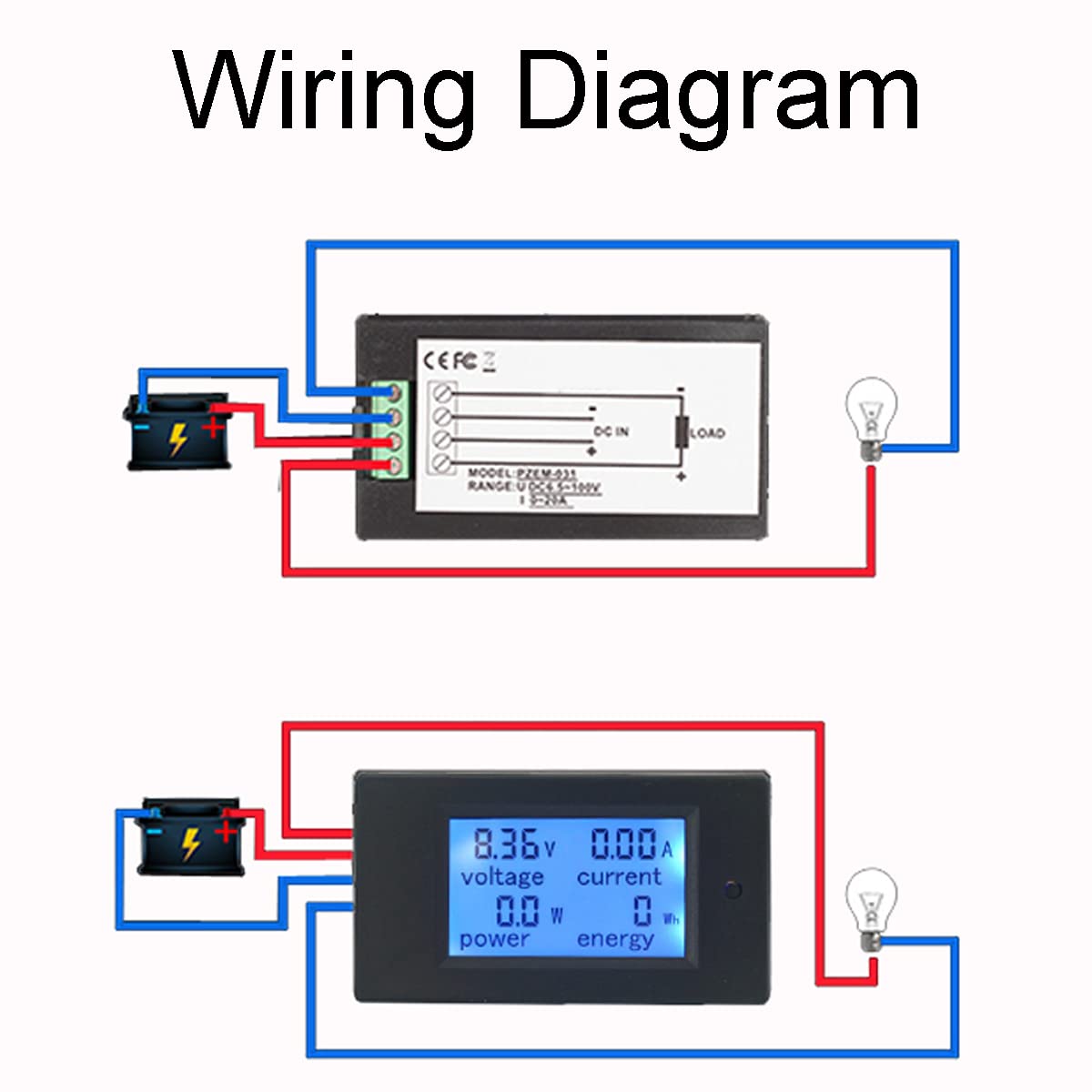 VOKTTA 100 A digitale voltmeter ampèremeter DC Power Meter 6.5-100V, LCD-display multimeter spanning stroom stroom RV monitor wattmeter paneel met shunt 100A/75mA