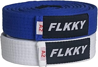 FLKKY BJJ Belt for Kids and Adult,Brazilian Jiu Jitsu Belt with Sleeve Bar for Ranking Stripes IBJJF Competition Approved