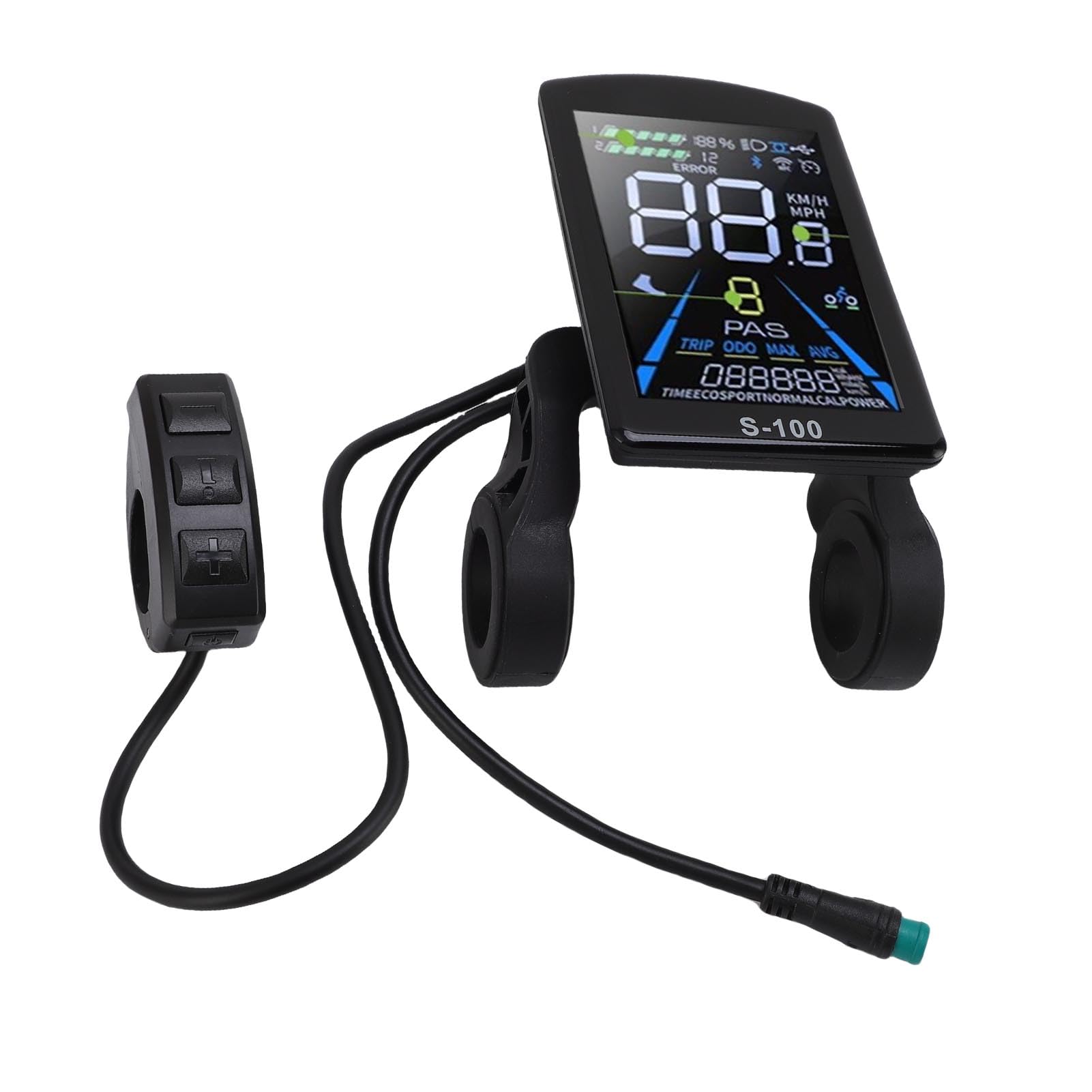 Bnineteenteam Schermo LCD Colorato Durevole Costruzione Electric Bike Display LCD, Cavo a Prova di Pioggia a 5, per Pendolarismo Quotidiano, Ciclismo, Campeggio