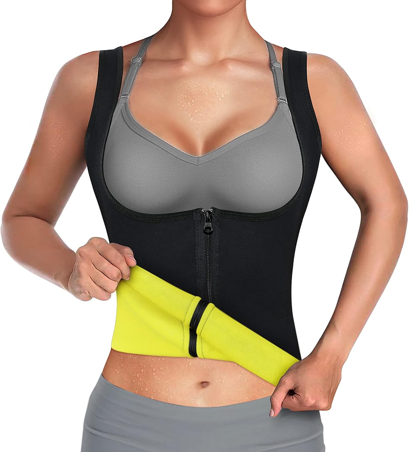 Buy Cimkiz Brick Built Apparel For Women Vest Sweat Waist Trainer Vest Neoprene Workout Tank Top With Zipper Weight Loss Online In Indonesia B08g81mv9v