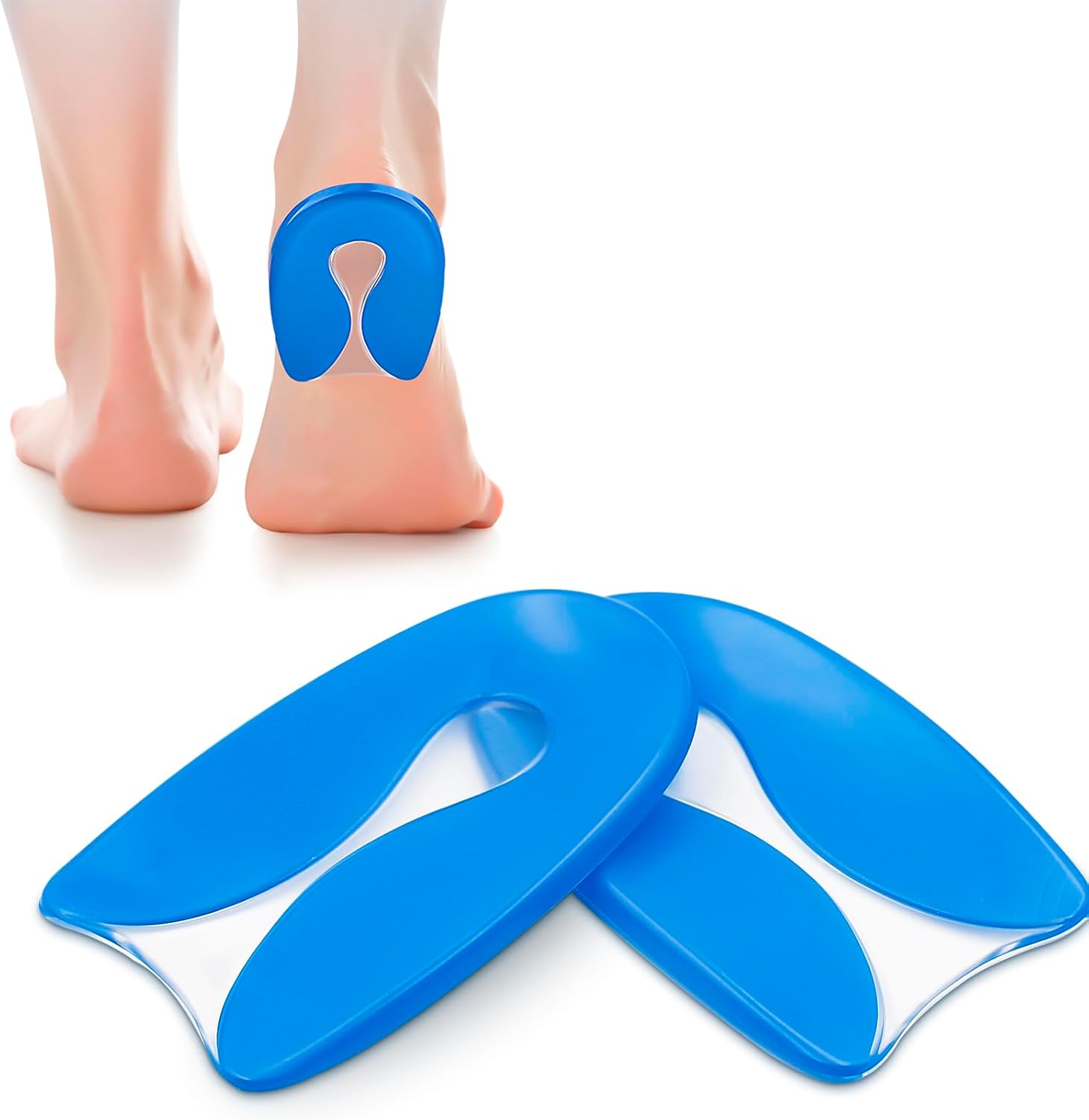 Gel Heel Cups, 1 Pair Silicone Heel Shoe Pads for Plantar Fasciitis