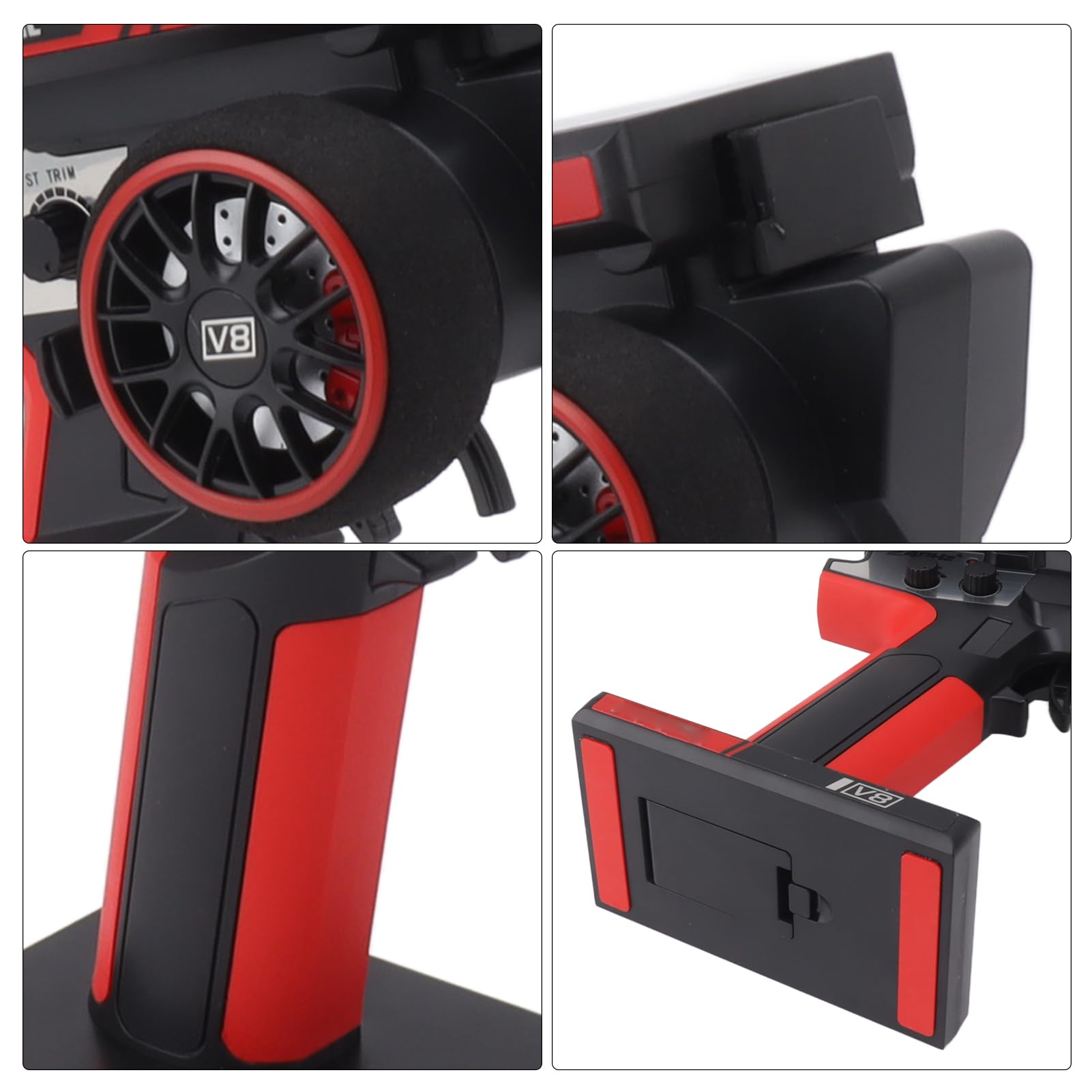 Chiyyak Transmisor Receptor RC para Coche Tanque Barco Negro Rojo Accesorio Duradero Reemplazo Dispositivo de Control Remoto