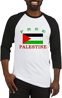 CafePress Free Palestine Baseball Jersey Cotton Baseball Jersey, 3/4 Raglan Sleeve Shirt Black/White