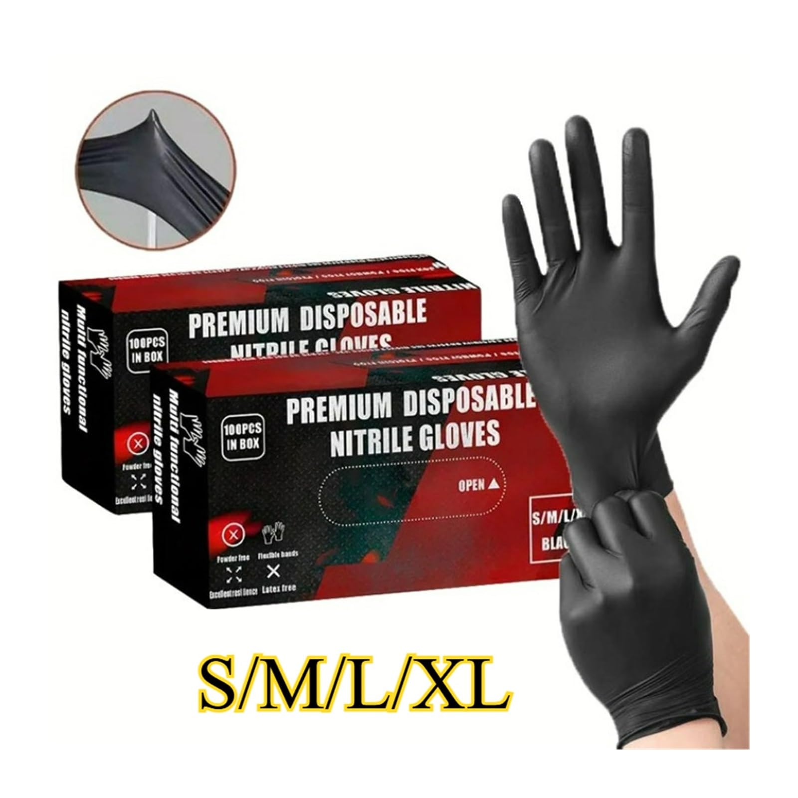 Generico Guanti monouso in nitrile addensato – Senza lattice, senza polvere, guanti for pulizia for cucina, animali domestici, tatuaggi(White(100 PCS),XL)