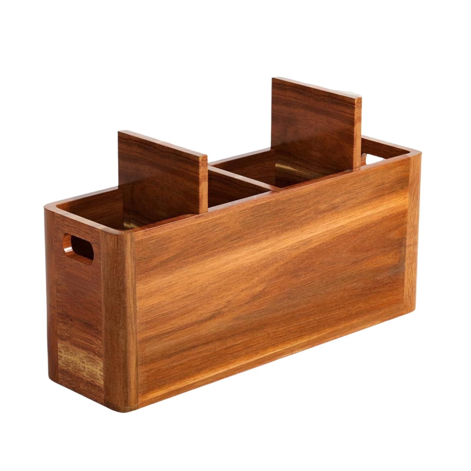 Organizzatore di utensili, stile rustico, in legno, con scomparti antiscivolo, organizzatore culinario per piano di lavoro, decorazione cucina, per posate, cucchiaio, spatola, casa, ristorante