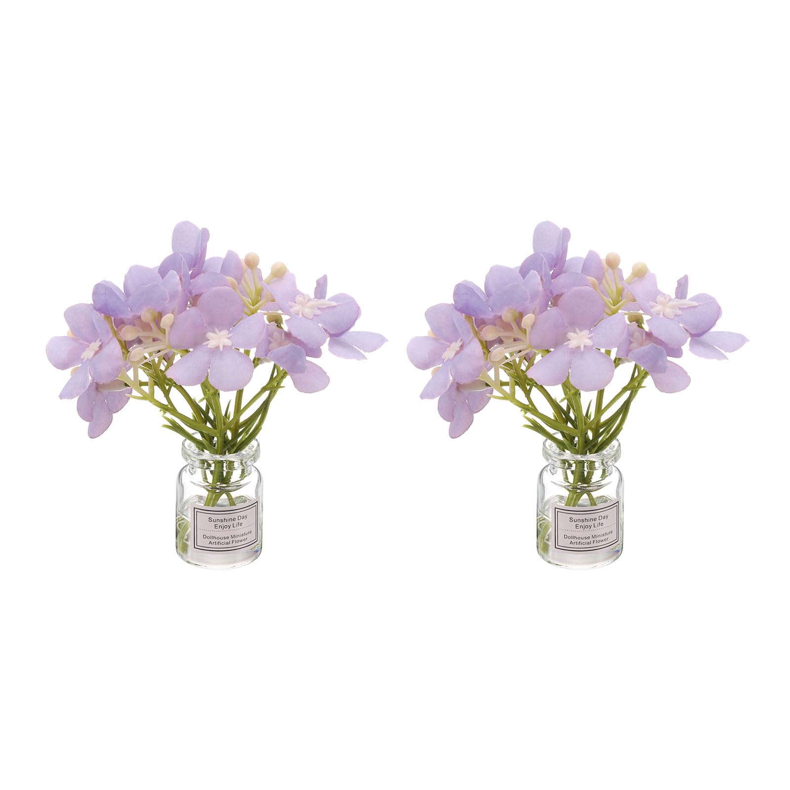 CoCud Mini Flowers Dollhouse in Vase, Silk Plastic Miniature Dollhouse Accessories with Tiny Flower Purple - (Applications: for 1:12 1:8 or 1:6 Scale Fairy Micro House) 2-Pieces