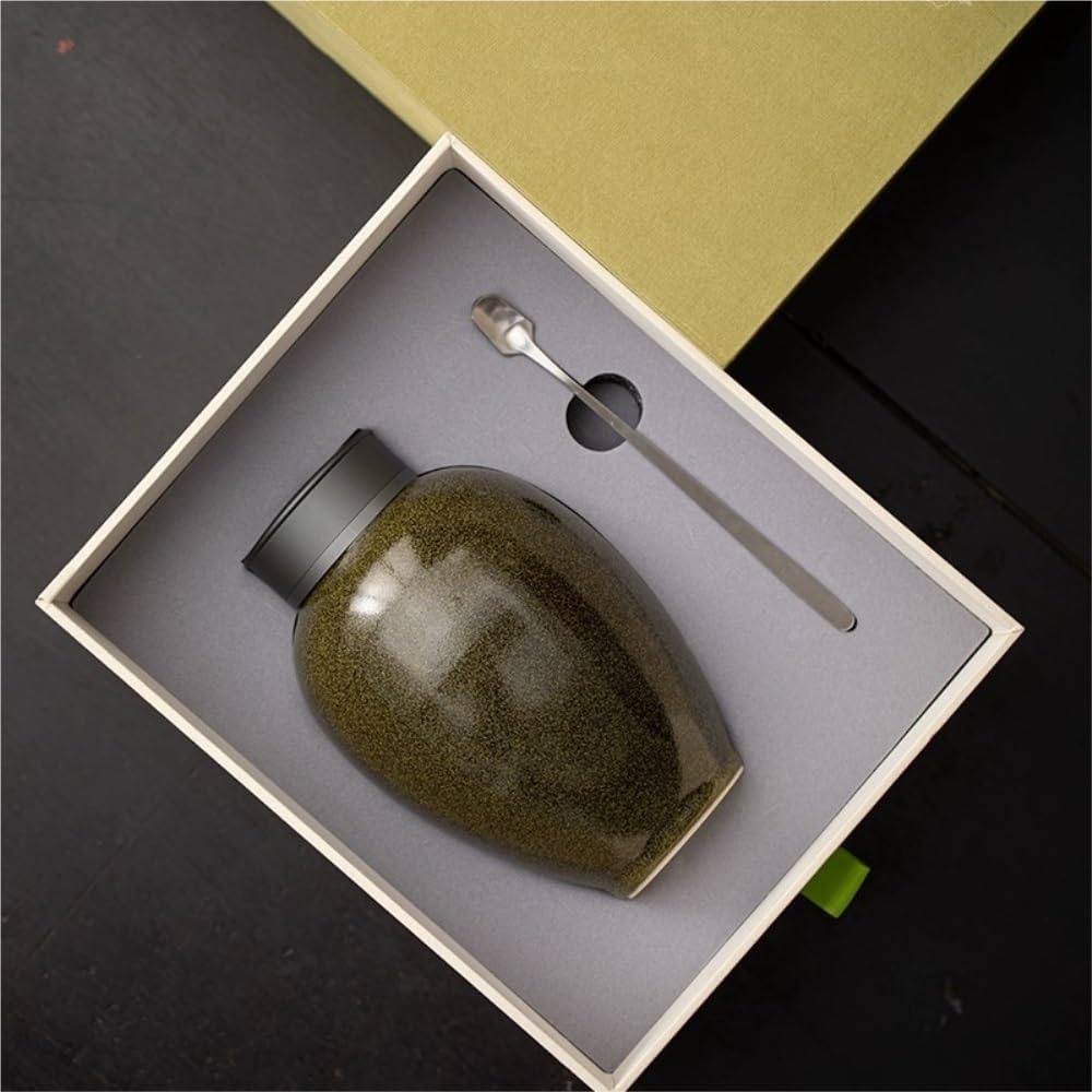 SONGCHAO Sugar Jar Ceramic Loose Tea Storage Container Jar Sealed with Spoon Set Single Gift Box Tea Canister
