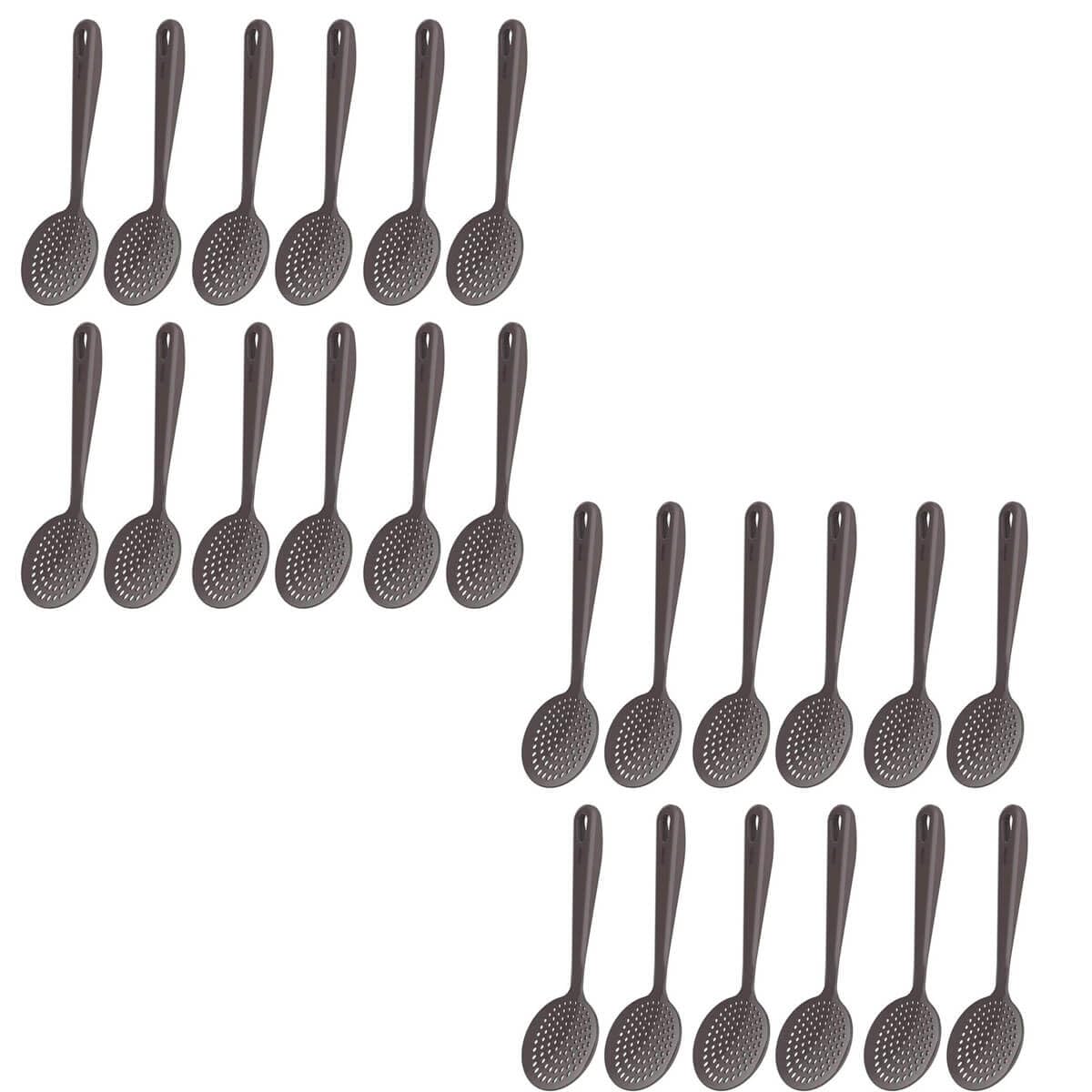 24 Espumadeiras para Cozinha Cinza Fritura Arroz Escumadeira Culinária de Nylon Kitch