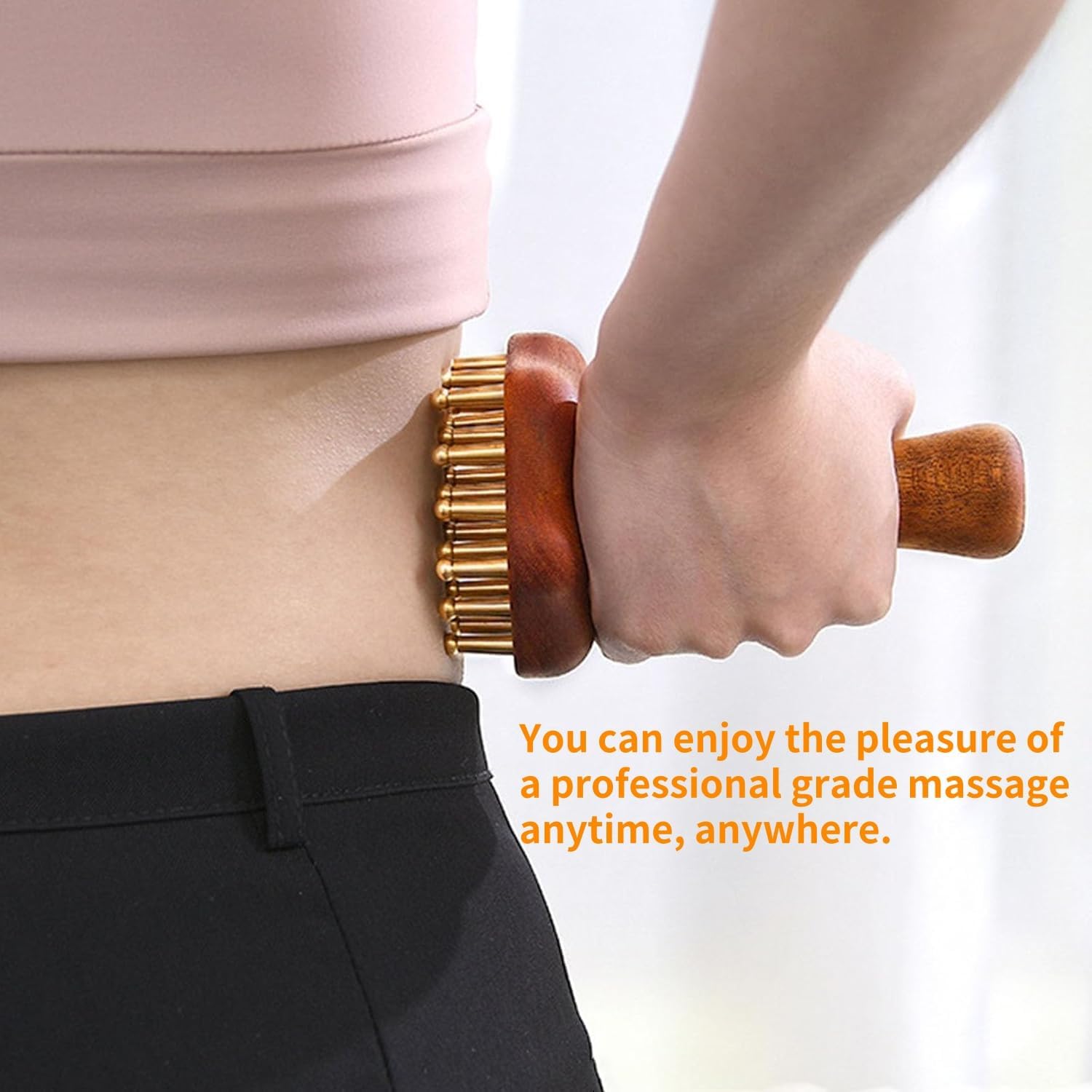 Wood Therapy Massage Tools 29-Teeth Copper Head Massager, Home SPA Body Relaxing and Stress Relief Handheld Massager, for Legs, Arms, Neck, Shoulder (1 Pcs)