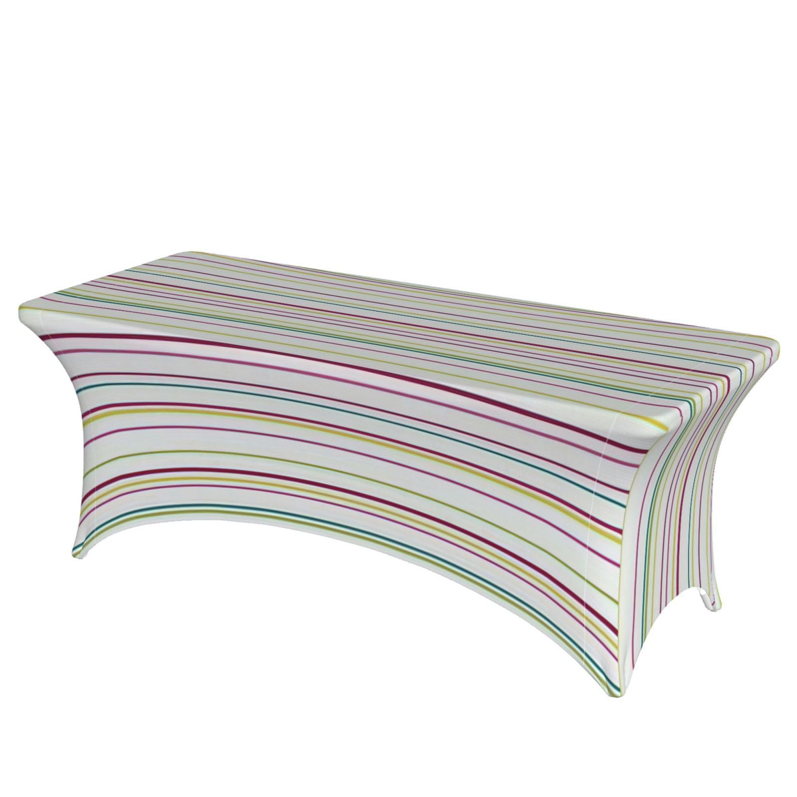 AYYQWE Striped. Print Elastic Rectangular Tablecloth For Banquet Outdoor Picnics Office Table Cover