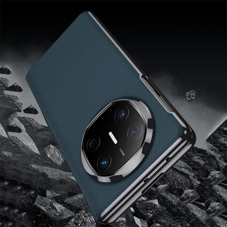 Coque en cuir Huawei Mate X6 : housse luxe intégrale grise avec vitre