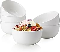 Sweese 10oz Porcelain Bowls Set of 6 - Hand-Painted Gradient White Cereal Soup Salad Pasta Bowls, Microwave Dishwasher Oven Safe, Stackable