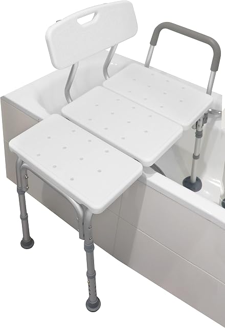 PEPE - Bath Transfer Bench for Disabled with Padded Armrest, Adjustable Bathtub Seat for Elderly, Non Slip Bath Chair for Adults, Shower Chair for Bathtub, Bathroom Seat for Bathtub, Wide Bath Bench.