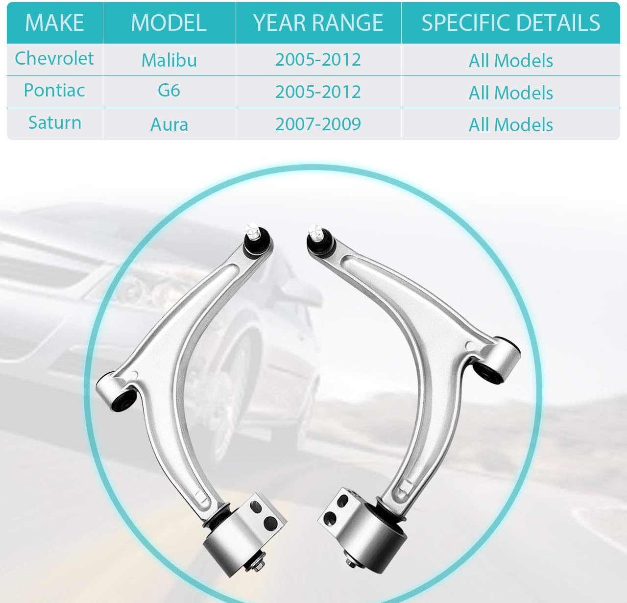 Front Lower Control Arm Ball Joint Bushing Assembly Compatible with 2004-2012 Chevrolet Malibu,2005-2010 Pontiac G6,2007-2009 Saturn Aura,K620179 K6201780