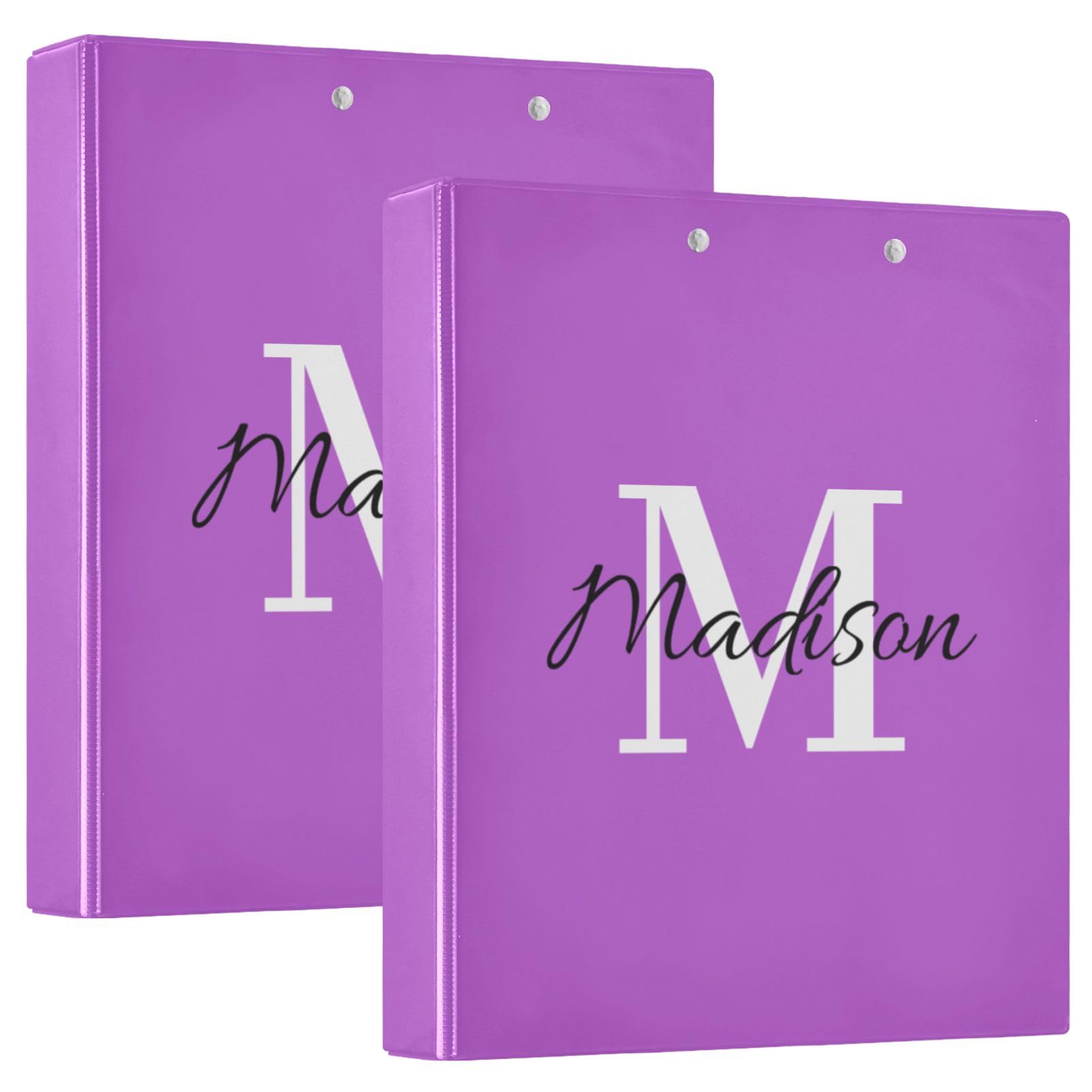 Classeur personnalisé de 3,8 cm à 3 anneaux, classeur décoratif avec clip en métal antidérapant avec nom pour le travail, l'école, le bureau