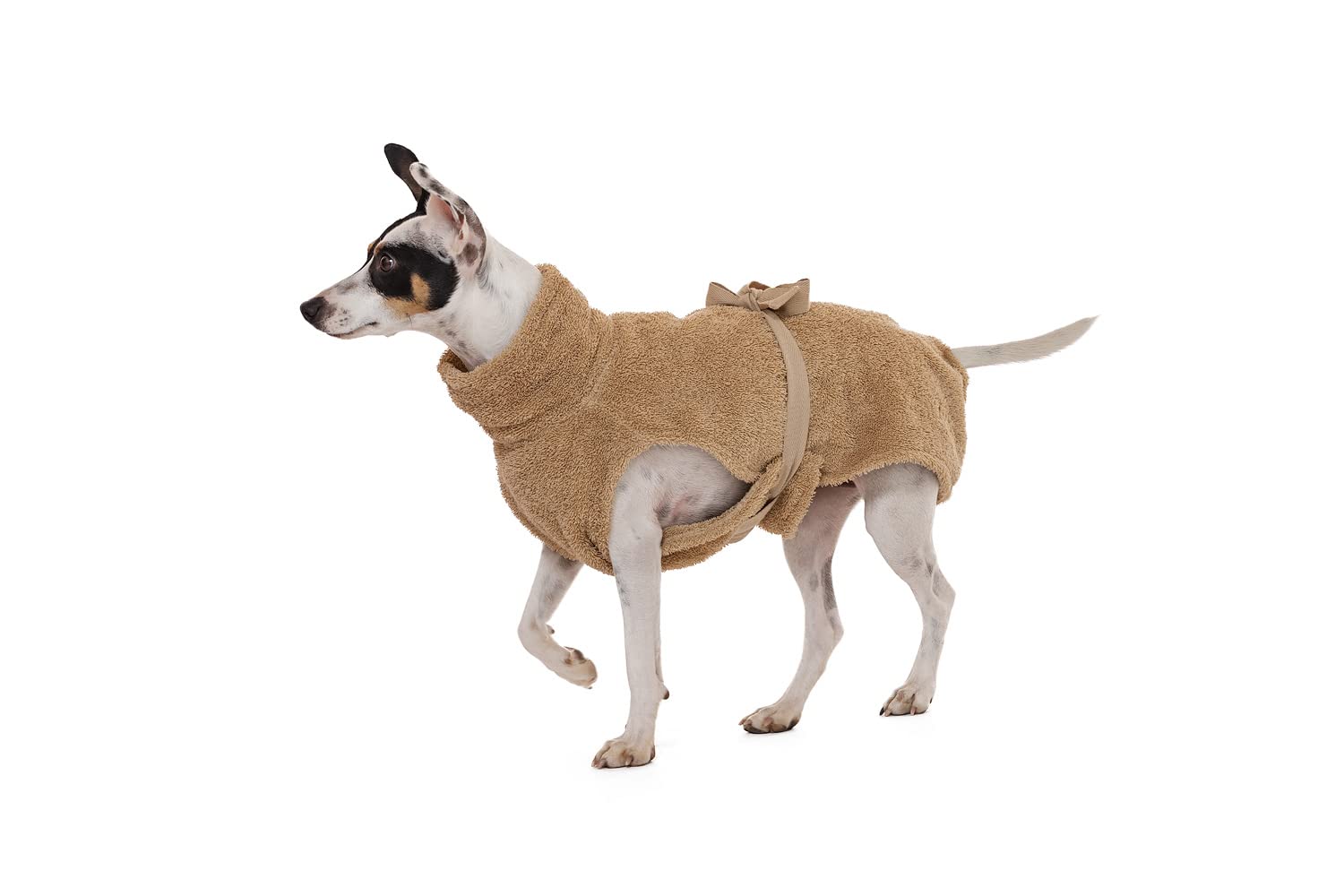 Lill's Hundebademantel, 100% Bio-Baumwolle, Organic, Sand (Beige/Creme) (XXS: 40 cm Rückenlänge)