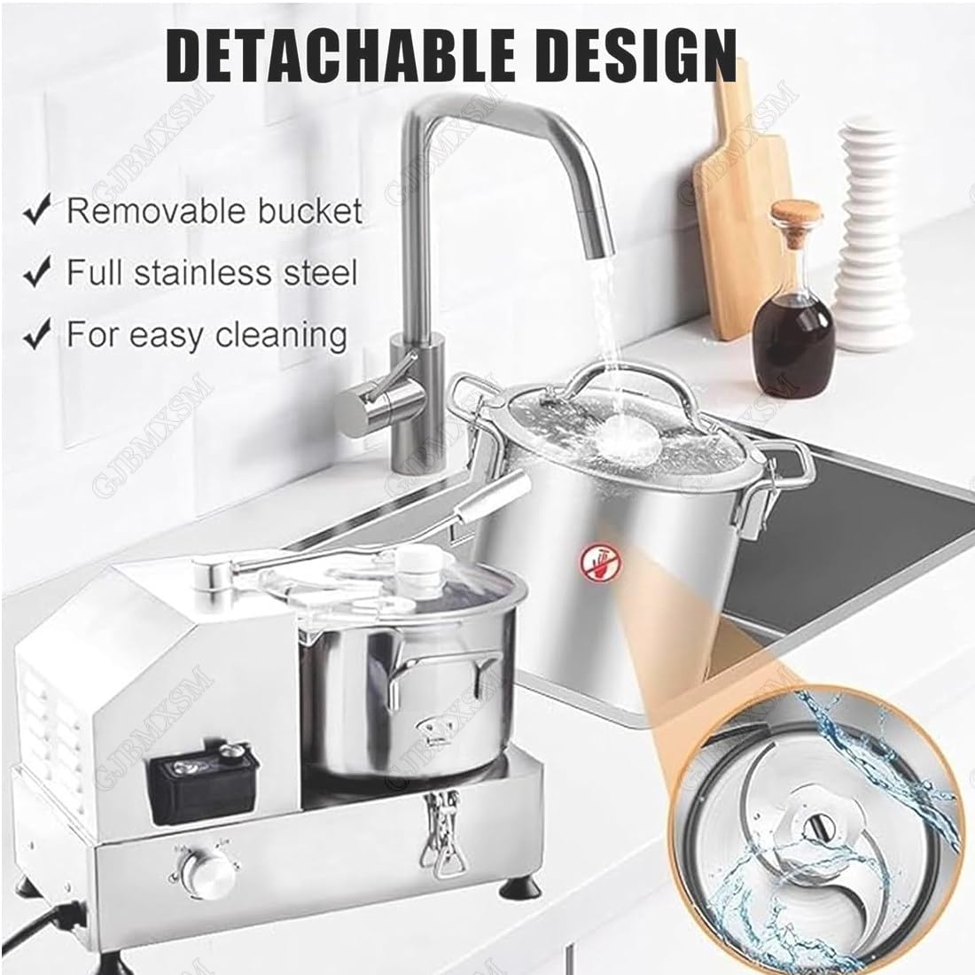 Procesador de alimentos y picador de verduras, picador de alimentos de acero inoxidable de 15 L con cuchillas en forma de S para picar verduras, frutas, granos, frutos secos
