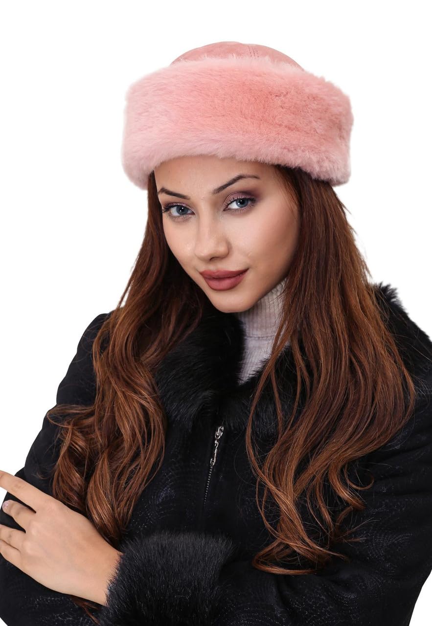Zavelio Unisex Shearling Sheepskin Winter Fur Beanie Hat