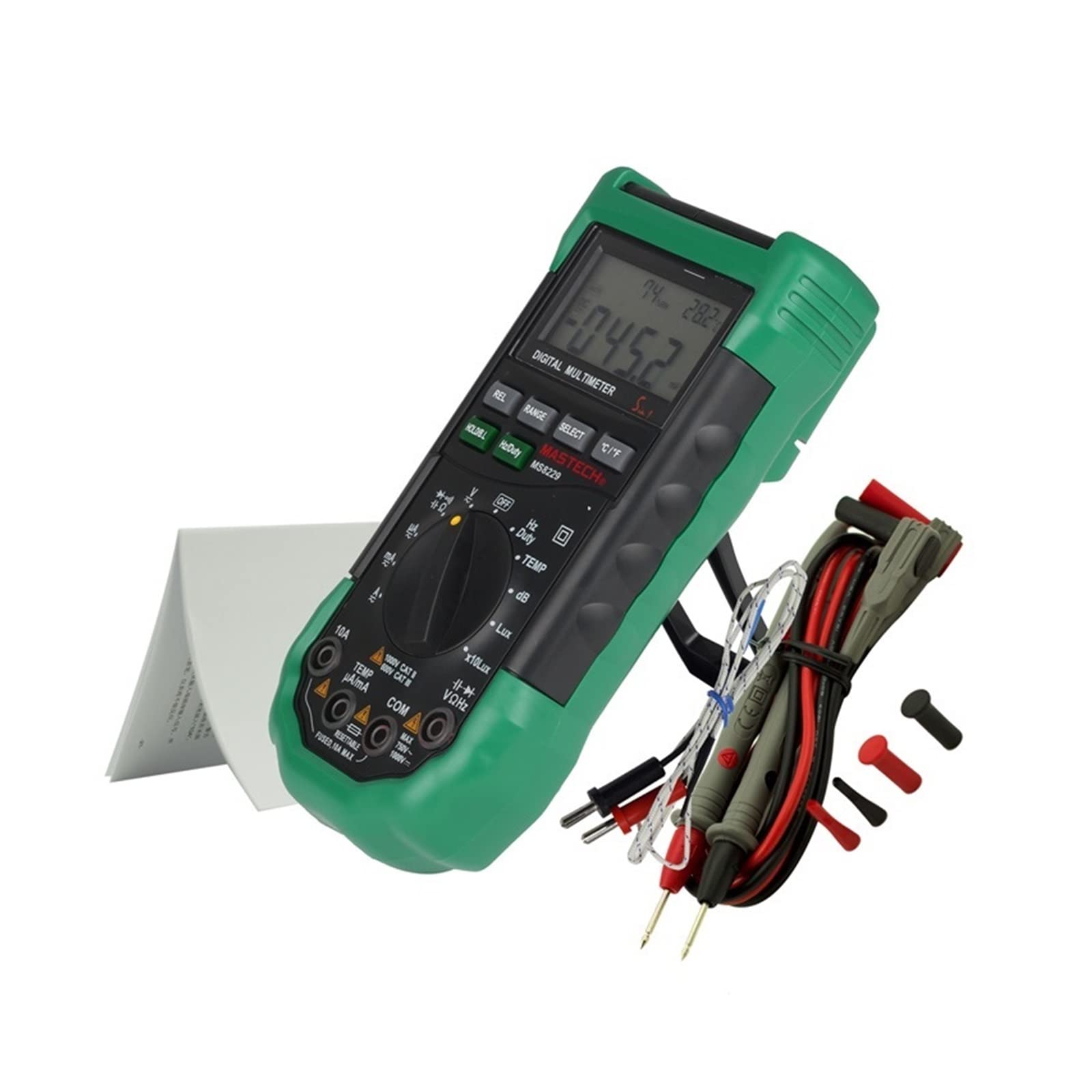 Multímetro Digital de rango automático MS8229 5 en 1 multifunción Lux nivel de sonido temperatura humedad probador medidor