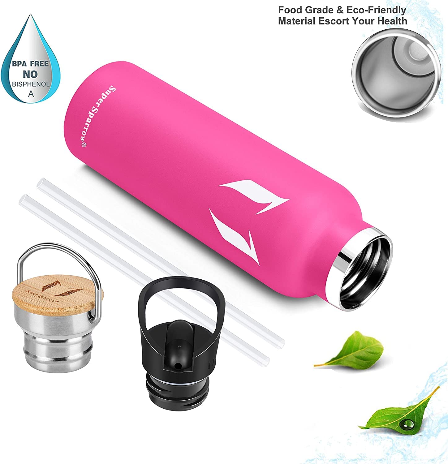 Super Sparrow Borraccia Termica, Bottiglia Termica Senza Perdite - 350ml, 500ml, 620ml, 750ml, 1L - Senza BPA Borracce, per Bambini, Scuola, Sport, Campeggio, Yoga, Palestra, Ciclismo
