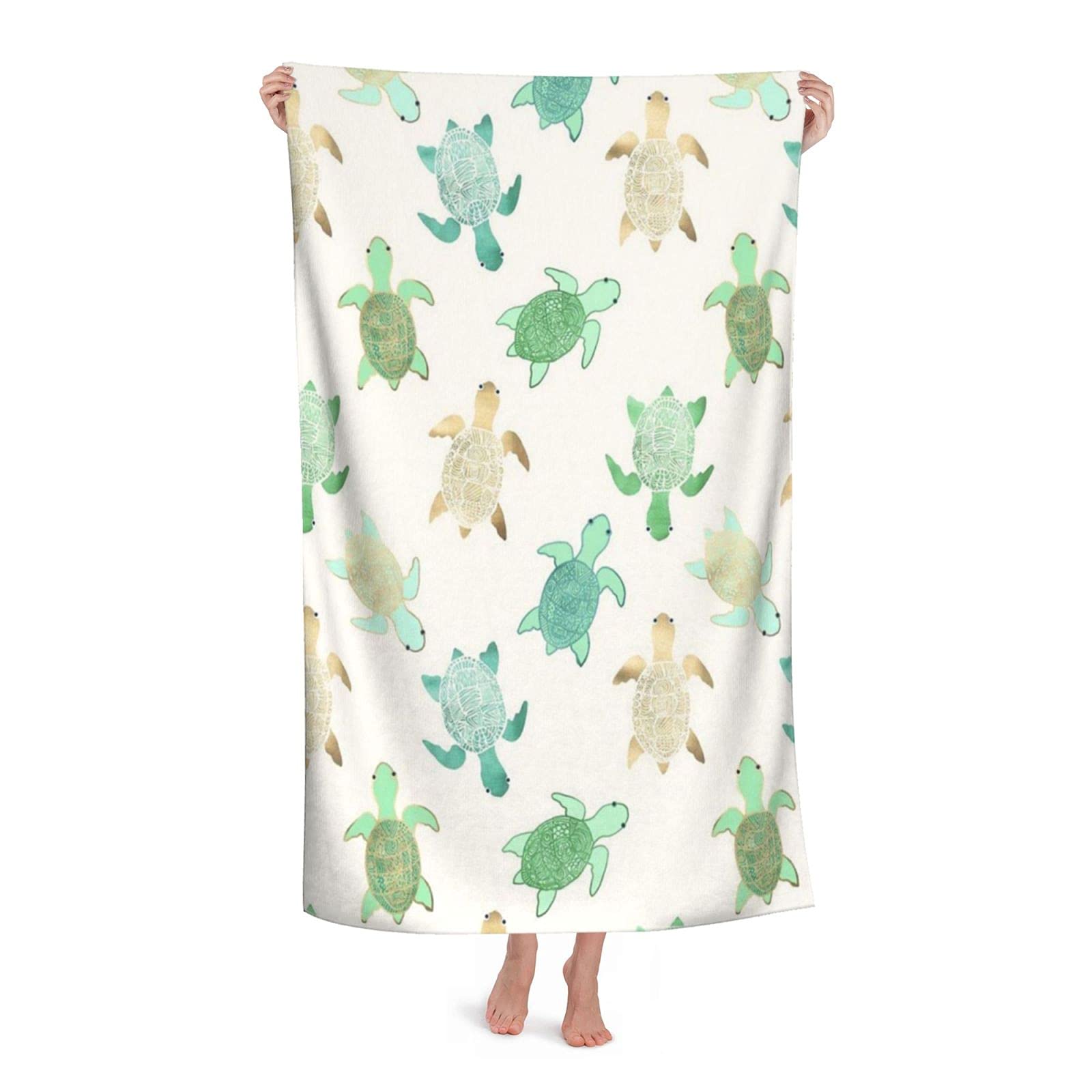 LSRCPD Little Sea Turtle Beach Towel Highly Absorbent Microfiber Beach Blanket Soft Bath Towels 80 x 130 cm