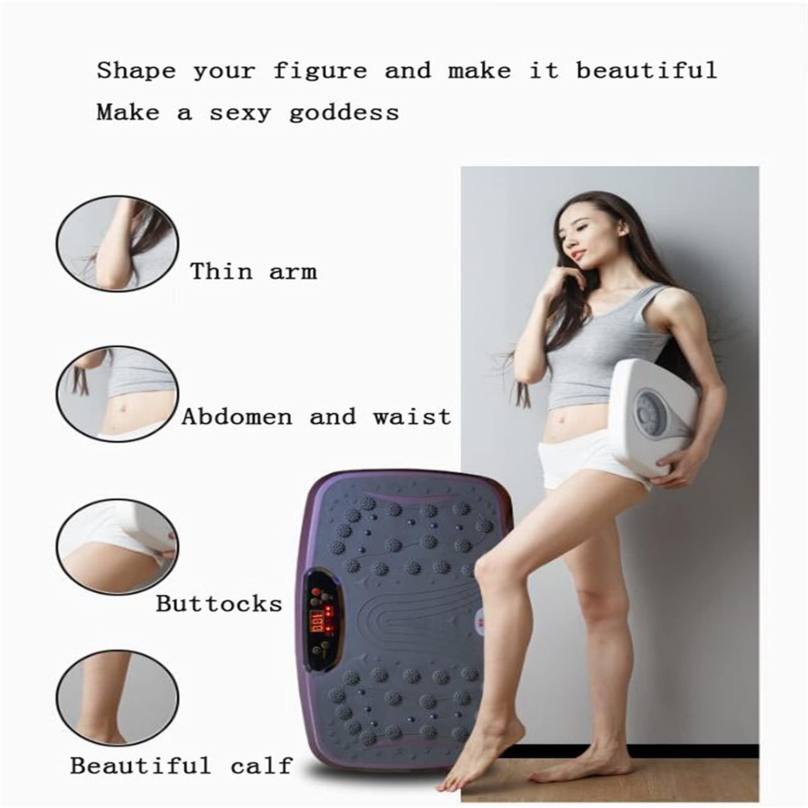 Macchina per Esercizi a Vibrazione, pedana Vibrante 4D con Altoparlante Bluetooth, 6 modalità di Programma, Telecomando, pedana Vibrante per Allenamento Fitness per Peso L (Colore: Viola)