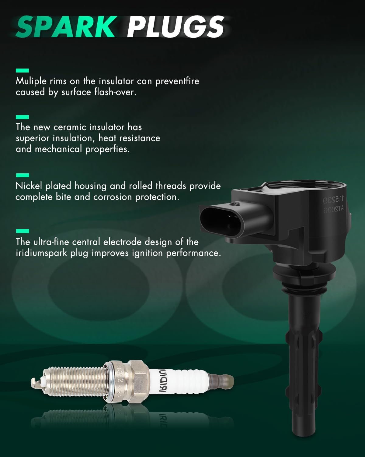 SCITOO 8 ignition coils with 8 iridium Spark Plugs for Dodge for Mercedes-Benz Sprinter 2500 3500 C280 C350 CL550 CLS550 SL550 2011 2012 2015 2.5L 3.0L 3.5L 4.6L 5.5L V6 V8 UF535 UF585 95983