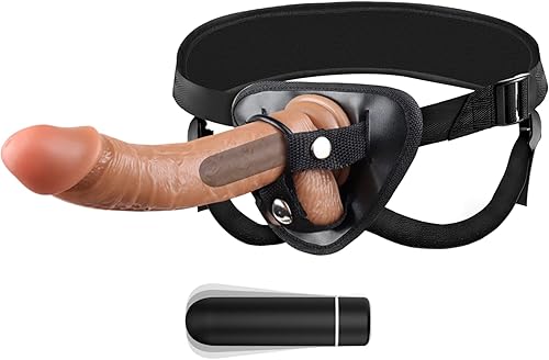 Consolador con correa para llevar con consolador vibrador realista con vibrador de bala, estimulador de punto G de silicona desmontable, masajeador