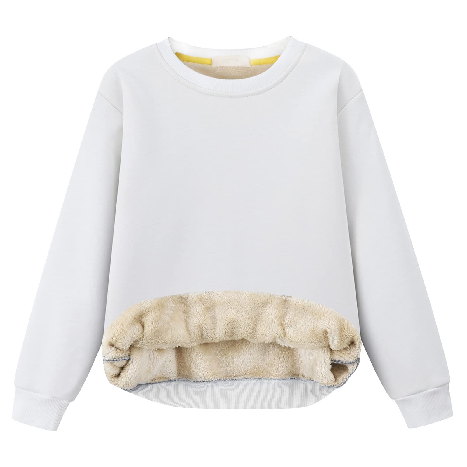 Girls Sweatshirt Kids Fleece Lined Sweatshirts Winter Warm Sherpa Crewneck Pullover