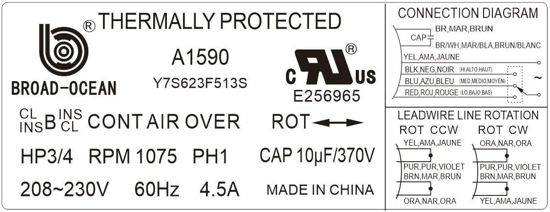 🛒 Crazy Deals A1590, 3/4HP 230V Air Handler Motor,1075RPM, 4.5AMP