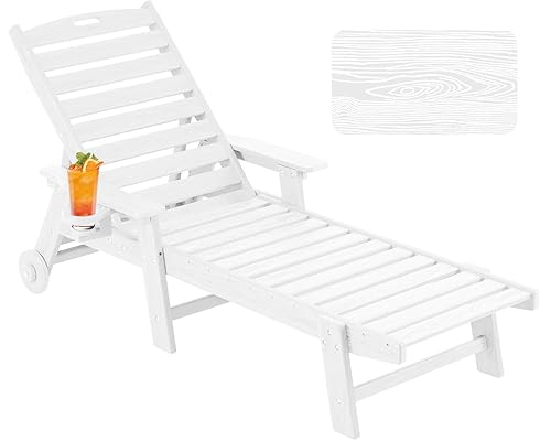 Chaise Lounge Chair Outdoor with Wheels, Oversize Patio Lounge Chairs
