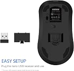 Arteck 2.4G Wireless Mouse with Nano USB Receiver Ergonomic Design Silent Clicking for Computer/Desktop/PC/Laptop and Windows 10/8/7 Build in Rechargeable Battery - Black