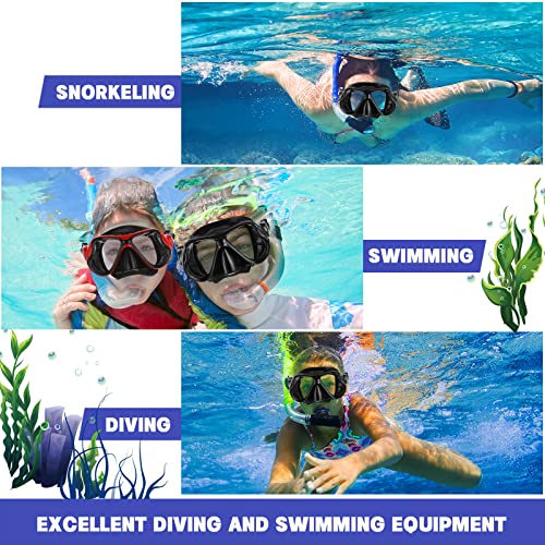 Ecally 2 Set Adult Diving Mask Swim Goggles With Nose Cover Swimming Goggles With Diving Mask Case Eva Goggles Box Portable Goggle Case Tempered Glass Waterproof Scuba Mask For Adult (Red, Black) #TOP4