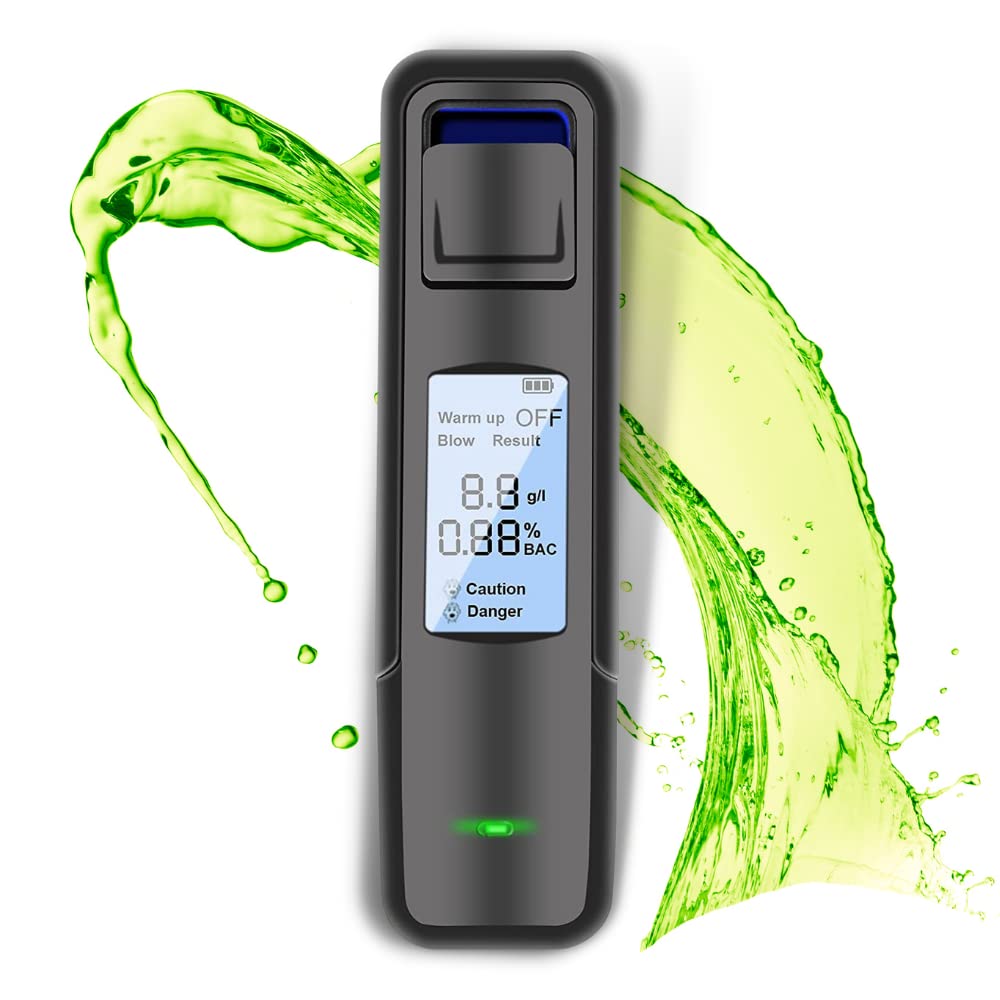 Digital Accurate Police Breath Alcohol Tester Non-Contact Analyzer Detector breathalyzer Test, Advanced Sensor, LCD Screen and Voice Alert, Black
