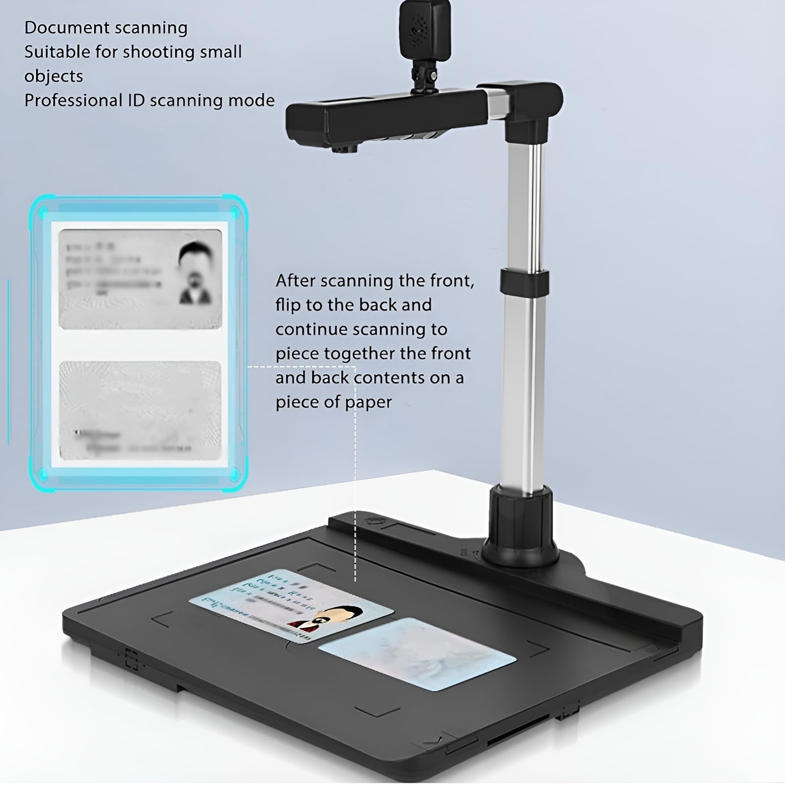 Cámara de documentos y escáner de libros, visualizador con exportación de PDF, corrección automática, grabación de video para uso en el aula y la oficina