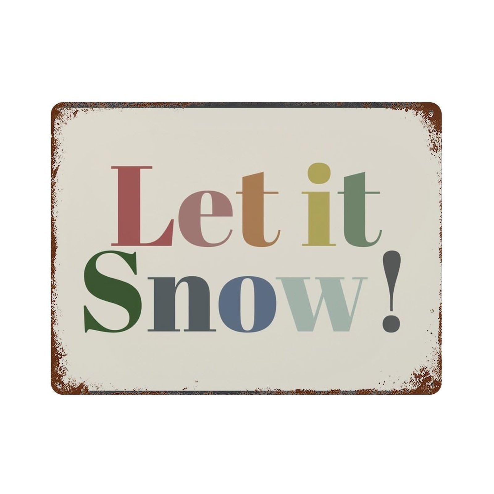 xiaoxiaoshen Minimalist Let It Snow Wall Art, Retro Winter Typography Wall Decor Art Metal Tin Poster Modern Home Decor Art Home Bar Shop Decorations Vintage Sign 30x40cm