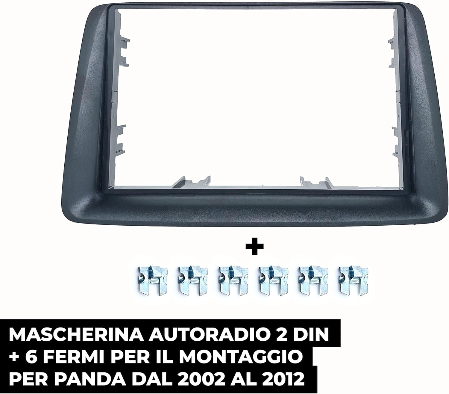 Mascherina 2DIN Adattatore Autoradio Cornice Stereo compatibile con FIAT Panda (169) dal 2003 al 2011 con Kit Fissaggio - Grigio