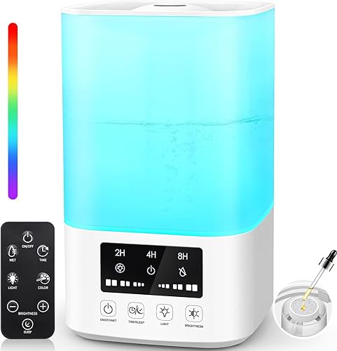 Humidificadores para dormitorio, humidificadores de niebla fría para habitación grande, humidificadores de llenado superior de 3 litros para el