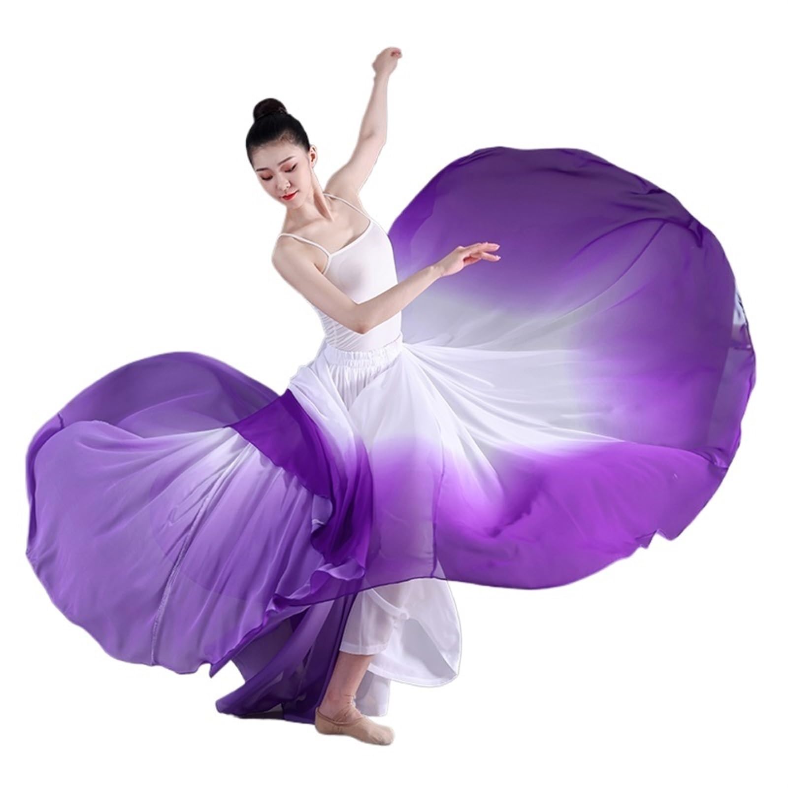 Falda Ballet Mujer Falda de Ballet elegante con gradiente for mujer, Ropa de baile larga fluida de gasa, traje de baile clásico de 360-720 grados, falda Maxi de actuación(Purple skirt,85cm (540 Degree