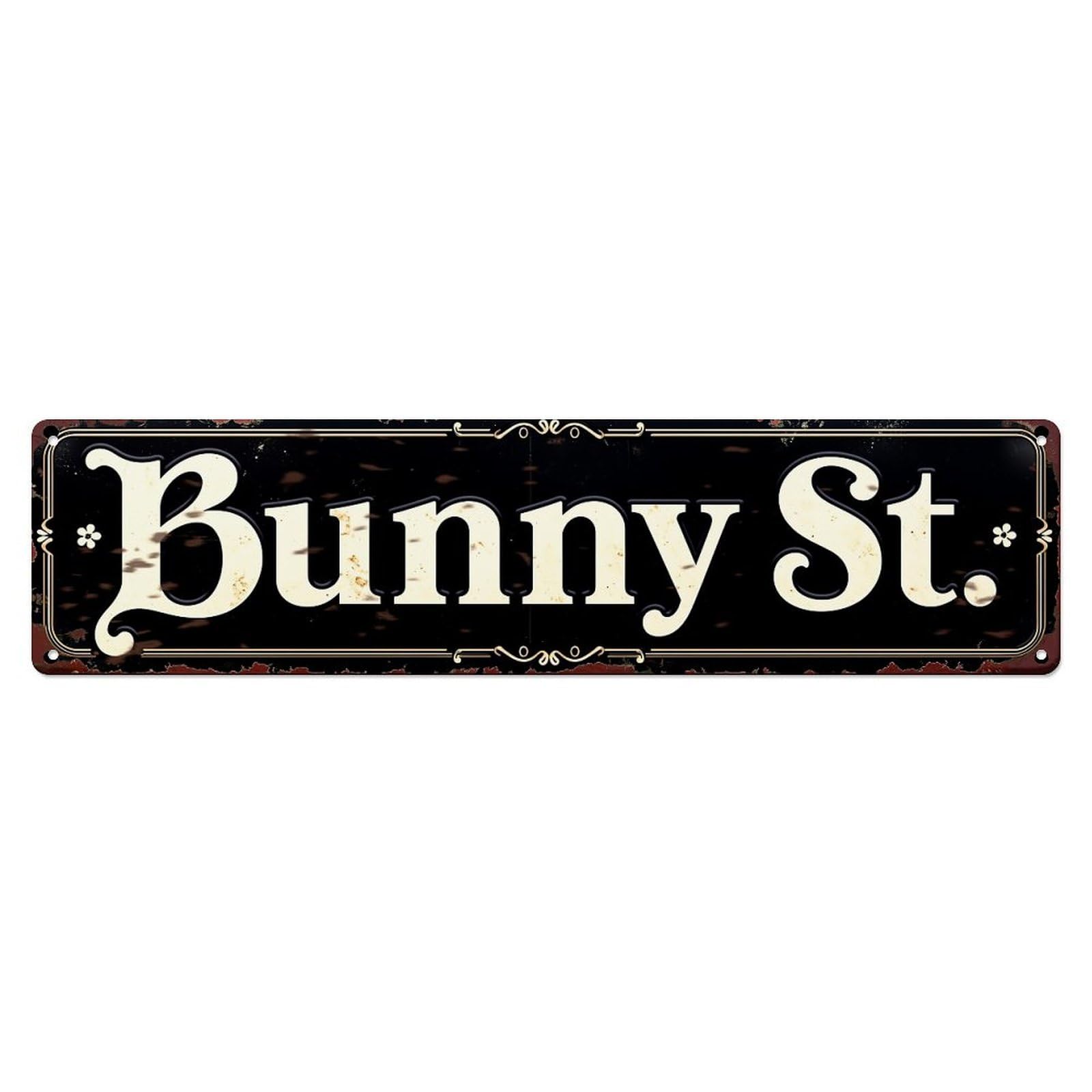Bunny Street Sign Pattern Metal Tin Sign Plaque
