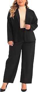 Plus Size Suit Two Piece Outfits for Women Business Office Blazer Jacket...