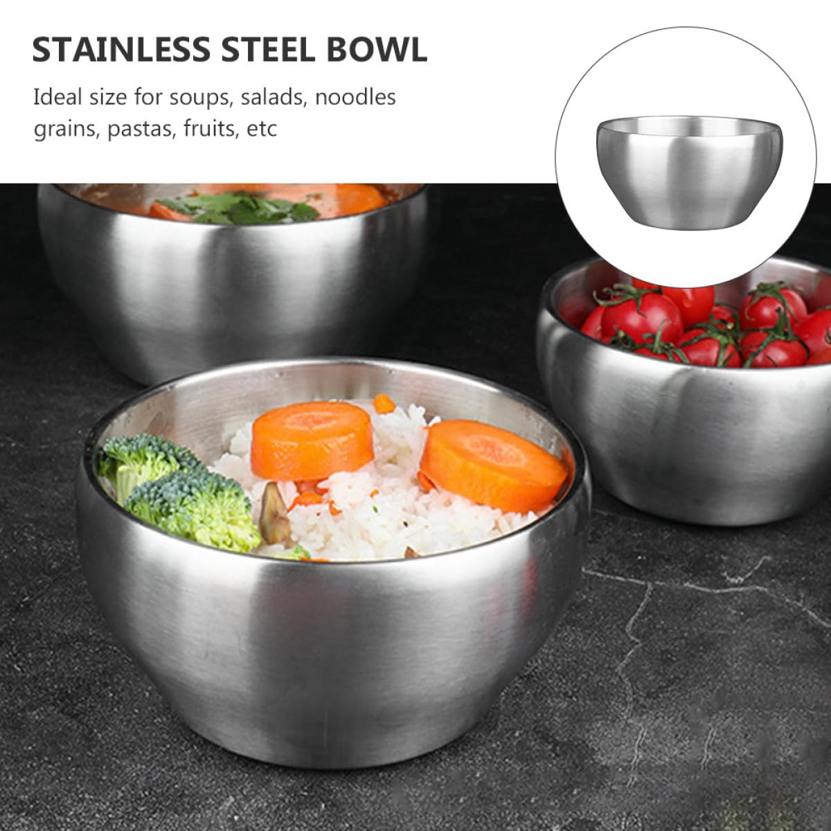 YARNOW 2 Stück Edelstahl Reisschalen 15Cm Ramen Nudelschalen Isolierte Suppenschalen Für Zuhause Und Restaurant