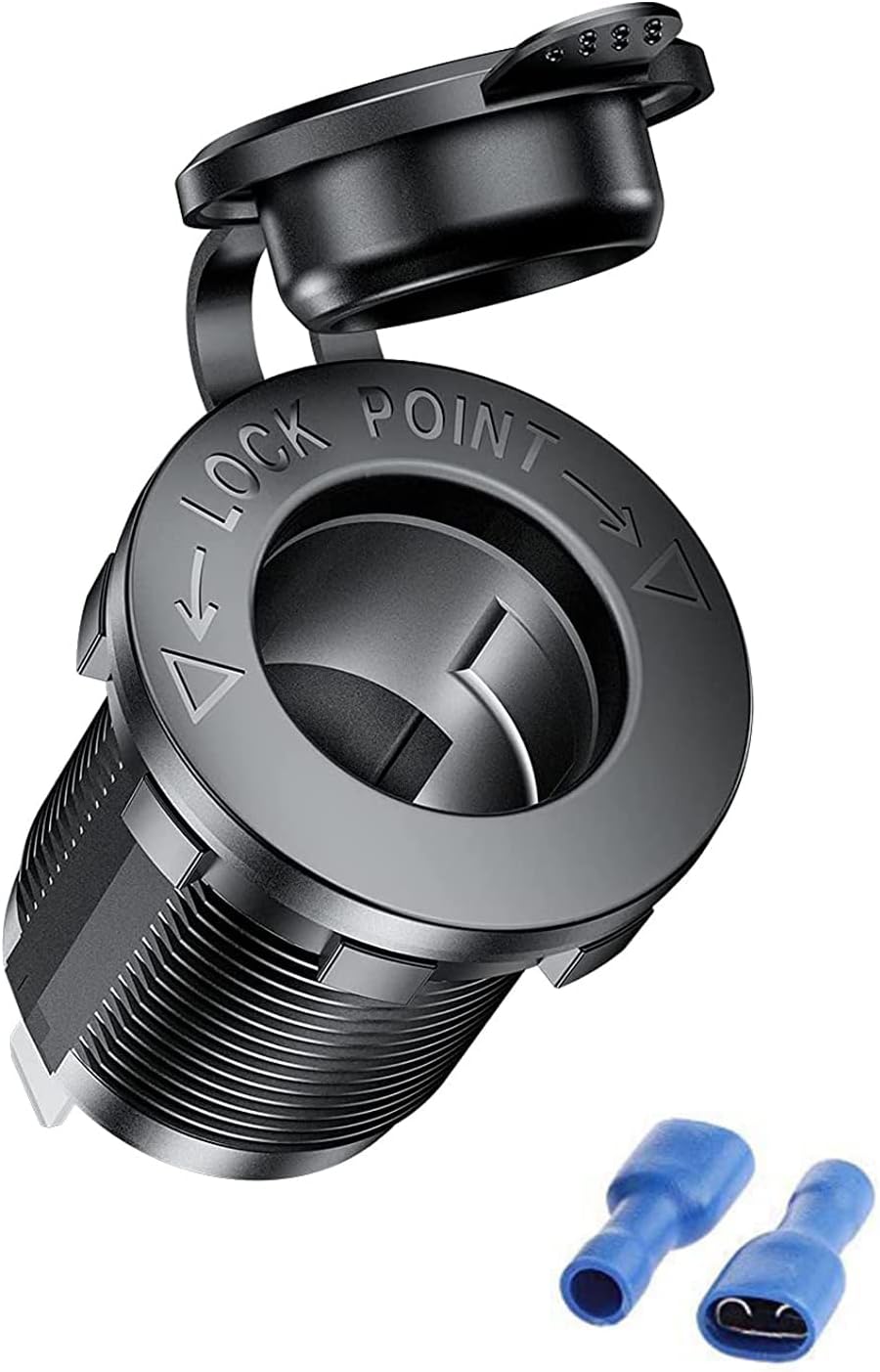 ACUTAS 12V Waterproof Cigarette Lighter Socket USB Charger Socket Adapter Car Power Outlet Socket for Tablets, Cellular Phones- (Black)