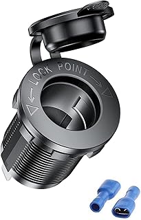 ACUTAS 12V Waterproof Cigarette Lighter Socket USB Charger Socket Adapter Car Power Outlet Socket for Tablets, Cellular Ph...