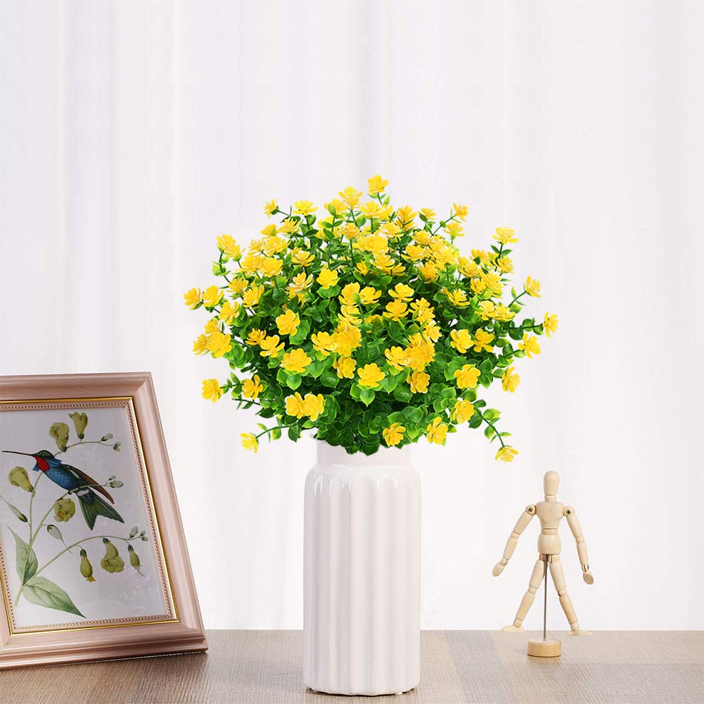 TEMCHY - Lot De 8 Fleurs Artificielles Extérieur - 33cm - Résistantes UV - Sans Entretien