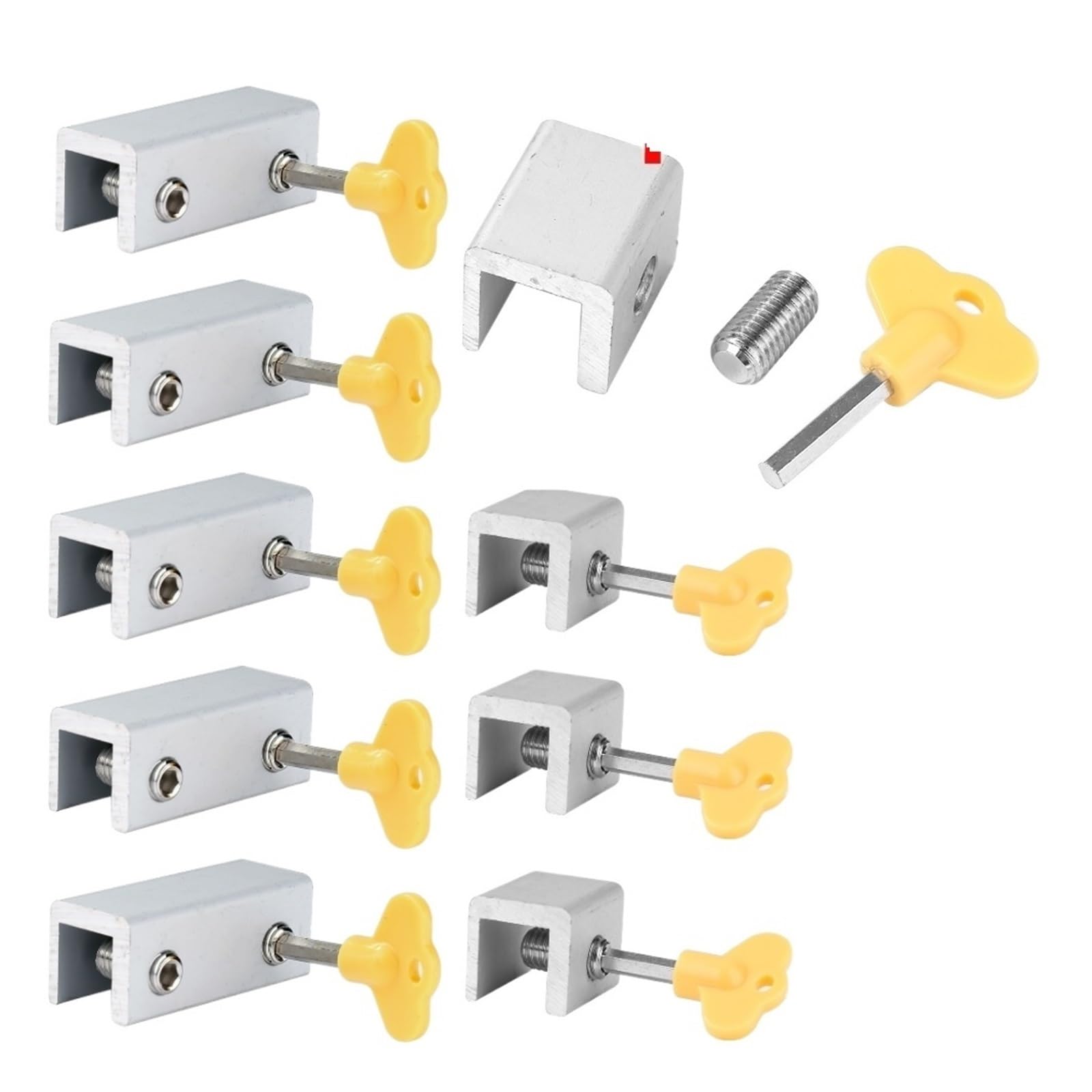 Serrures pour fenêtres coulissantes, Serrure à clé en alliage d'aluminium for fenêtres et portes coulissantes, plusieurs tailles disponibles(B 10pcs)