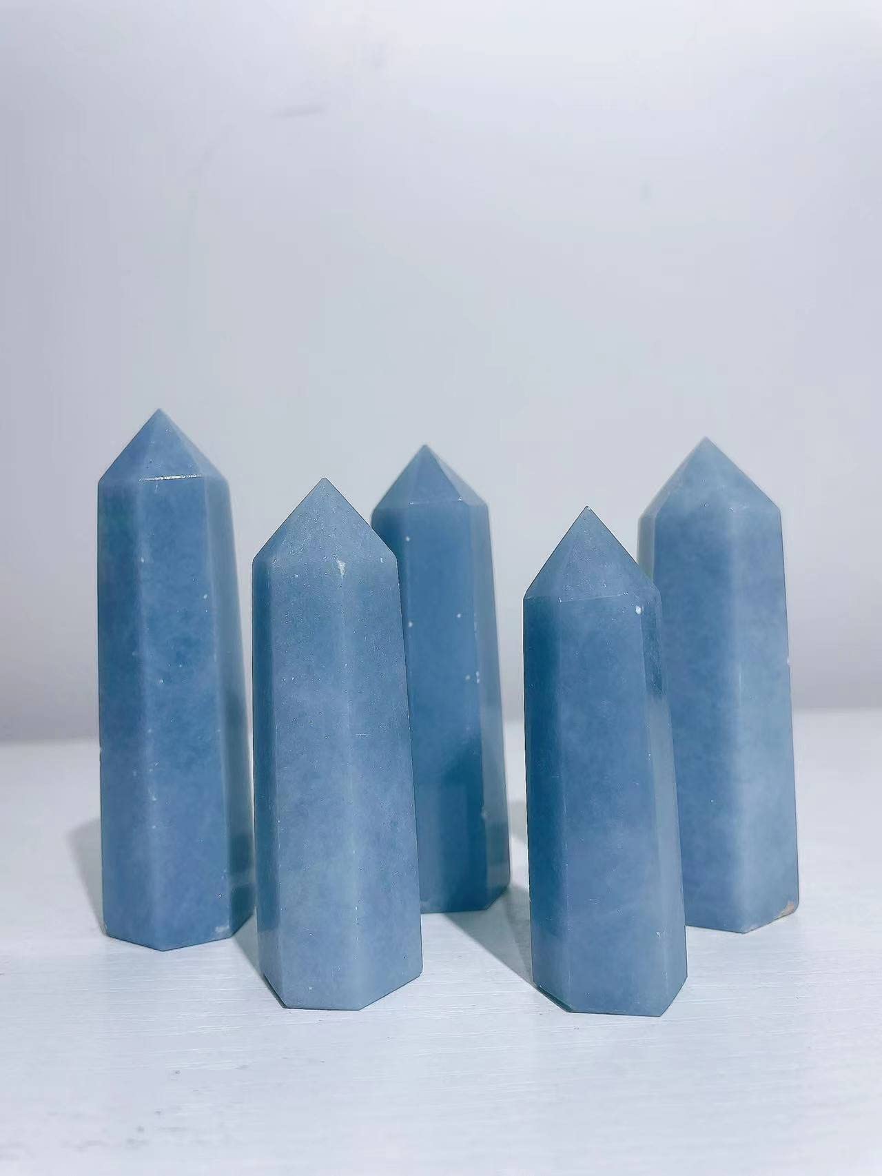 1 Punto di Cristallo a Forma di Torre in angelite Blu Stile Naturale for la Decorazione della casa Collezioni di casa (Size : 80-90mm)