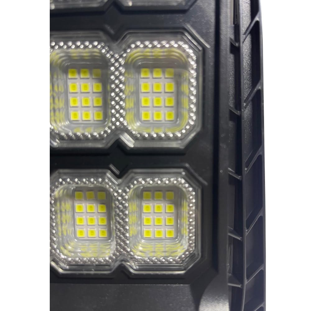 Lampione Solare 200W Con Palo e Telecomando Faro Faretto Esterno Staffa Luce Bianco Freddo 6500K Con Sensore Di Movimento e Crepuscolare, 144 Led, Giardino Strade Balconi 2 Pezzi