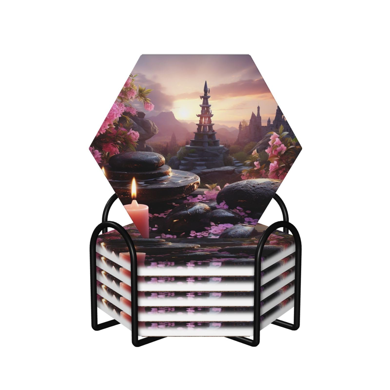 Dessous de verre en céramique liège avec support pour table basse salon